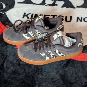 Adidas Brown Suede Sneakers with Leopard Stripes